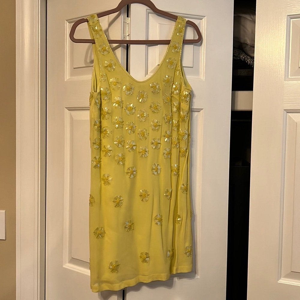 French Connection yellow beaded dress